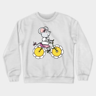 Little rat rides a bike Crewneck Sweatshirt